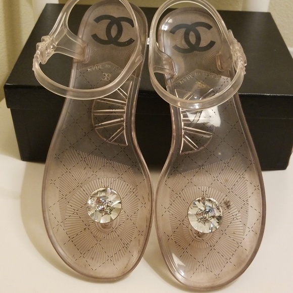 chanel flip flops clear